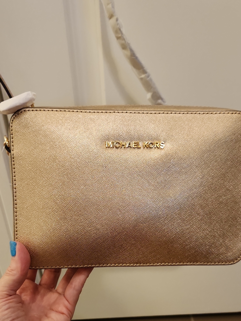 NWT Michael Kors Metallic Gold Leather Crossbody Bag
